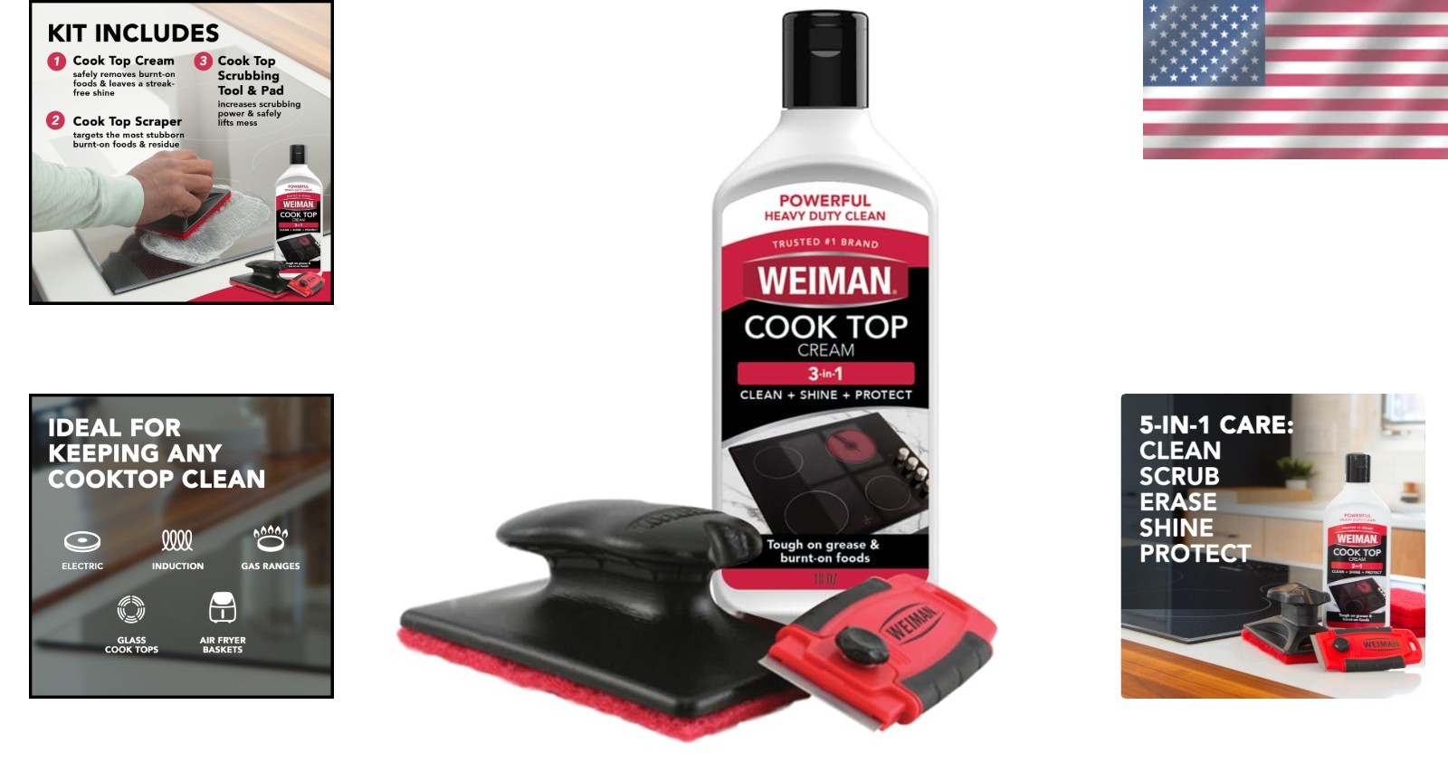 Weiman 3-Piece Cooktop Cleaner Kit: Streak-Free Shine for Glass & Ceramic