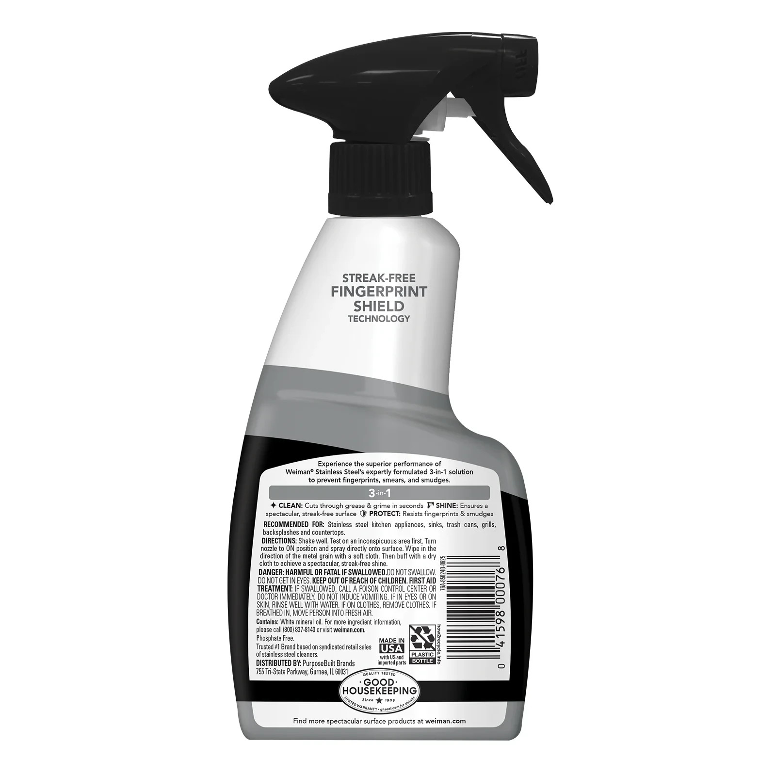 Weiman Stainless Steel Cleaner & Polish Trigger Spray, 12 fl oz