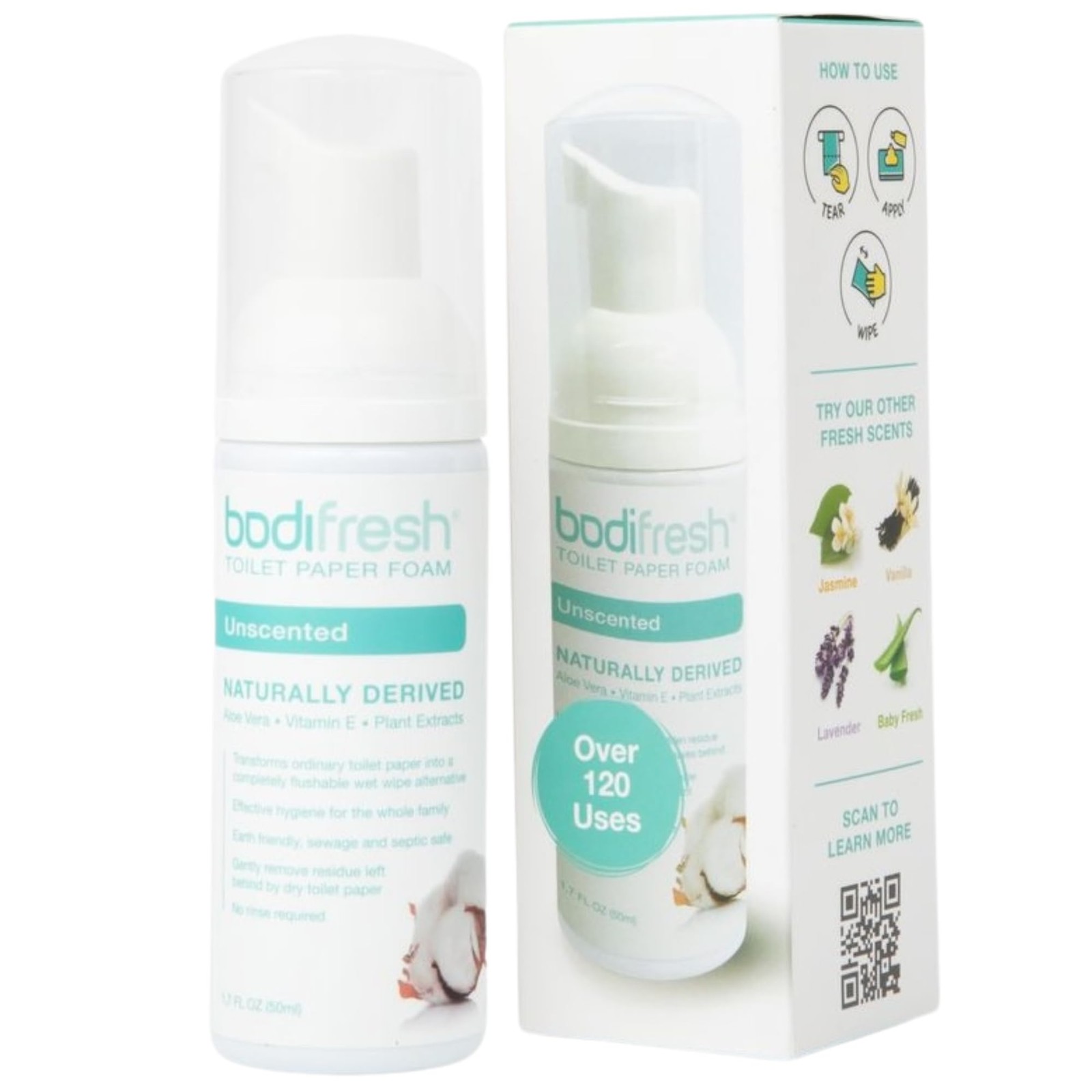 Bodifresh Toilet Paper Foam, Liquid Wet Wipe | 1.7 Fl Oz (Pack of 1), White