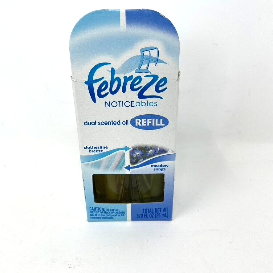 Febreze NOTICEables Scented Oil Refill Clothesline Breeze & Meadow Songs NEW