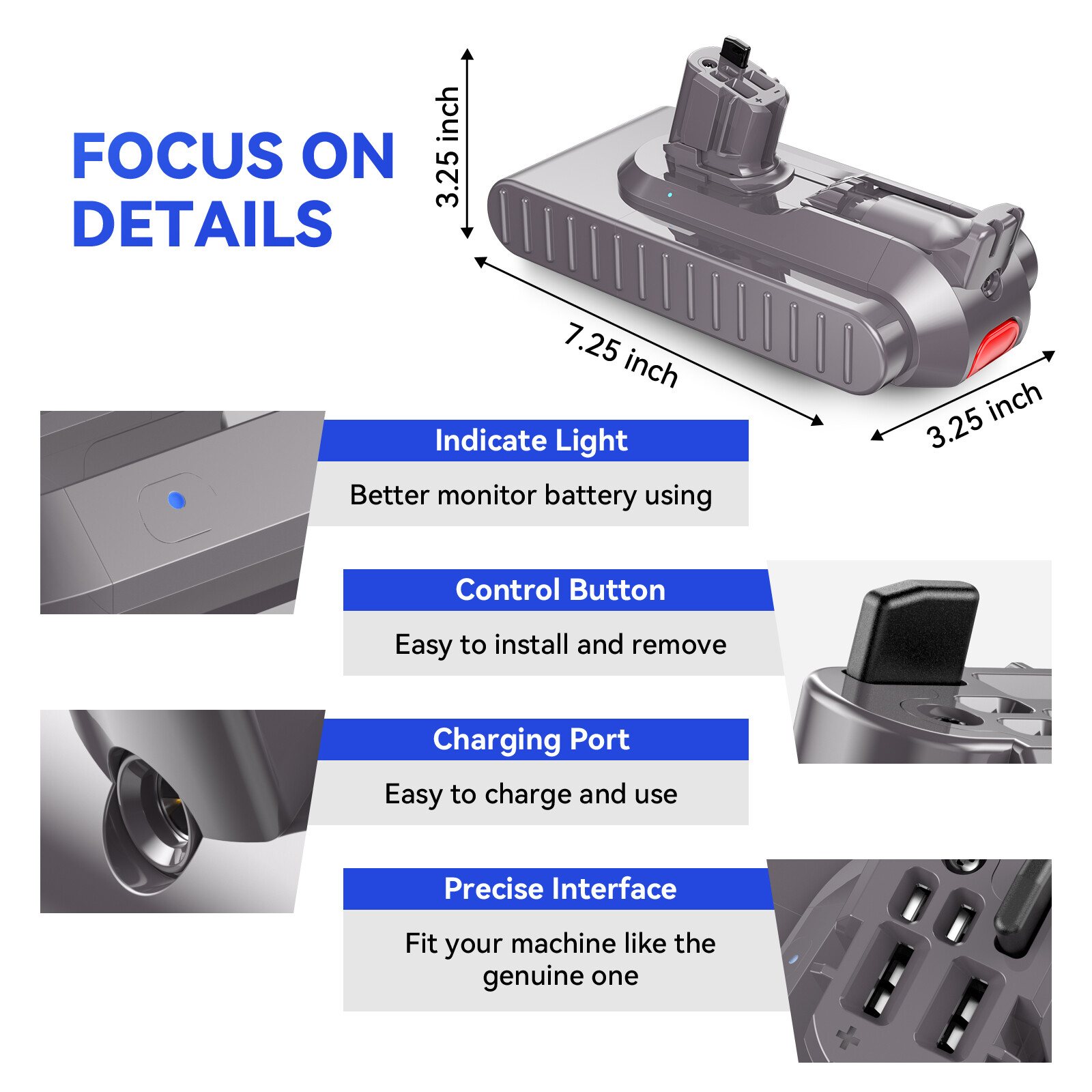 25.2V 8000mAh For Dyson V11 Replacement Battery SV14 SV15 Click-in Type Vacuum