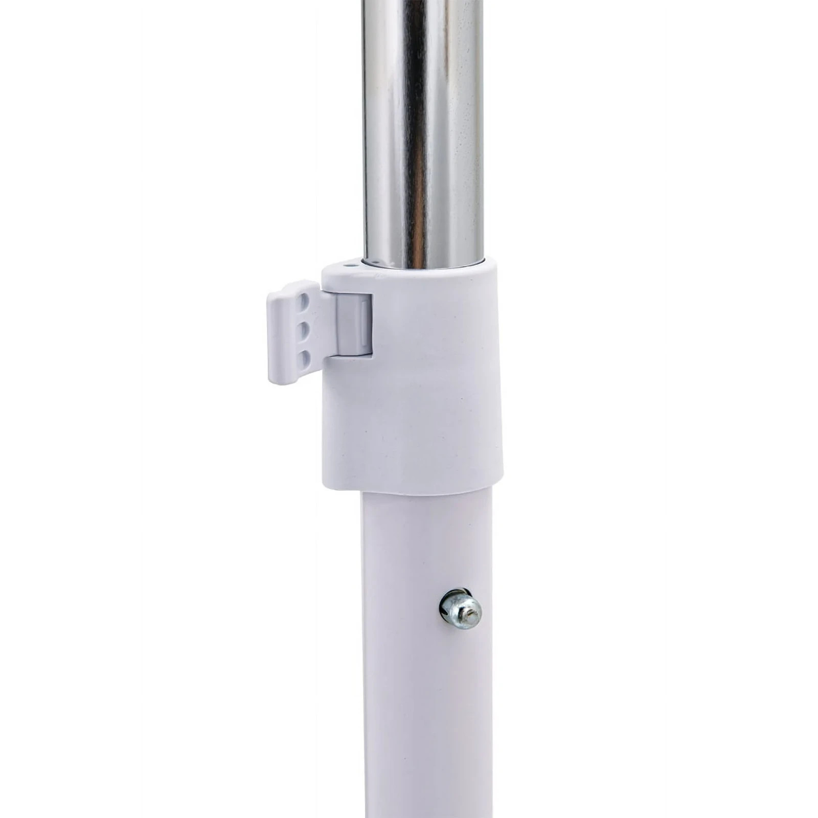 Mainstays Adjustable Rolling Garment Rack Metal Chrome White 84-121Wx44Dx123.5