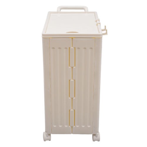 Foldable Storage Box With Wheels Removable Lid 39 × 25 × 52.5 cm Cream Yellow PP