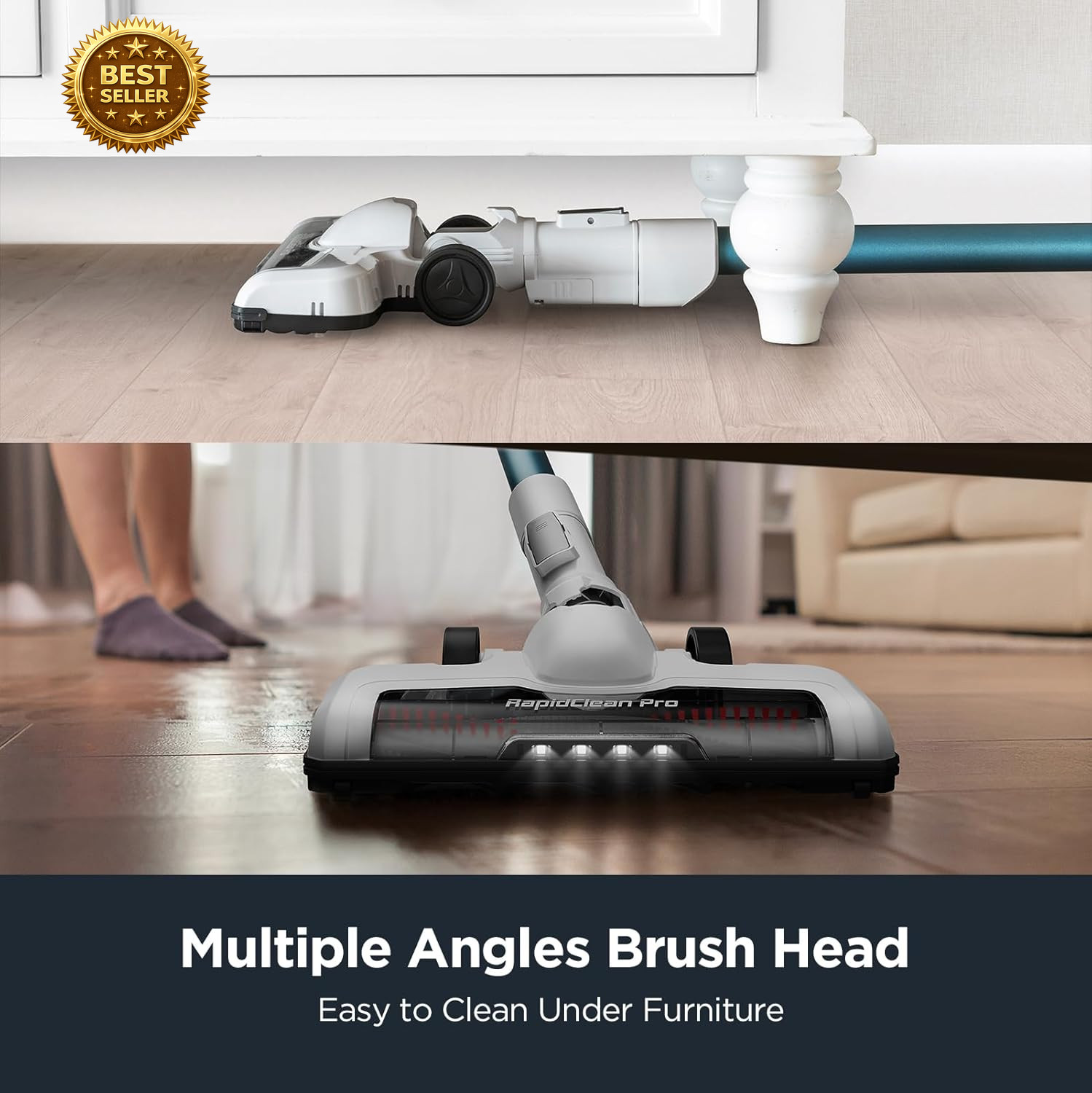 Cordless Stick Vacuum Cleaner 40Min Runtime Lightweight LED Pet Hair