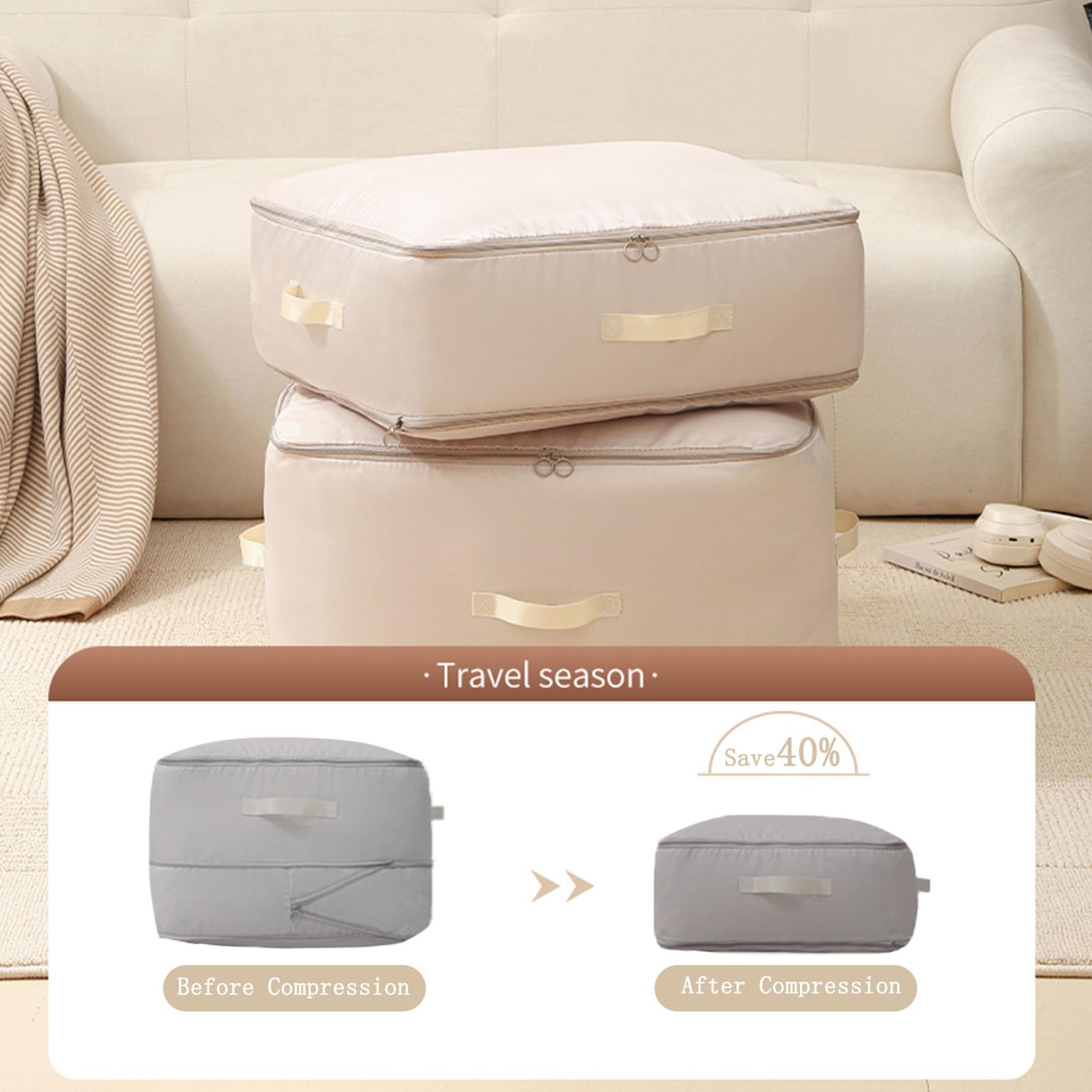 3 PCS Ultra Space Saving Self Compression Organizer, 2025 NEW Comforter Stora…