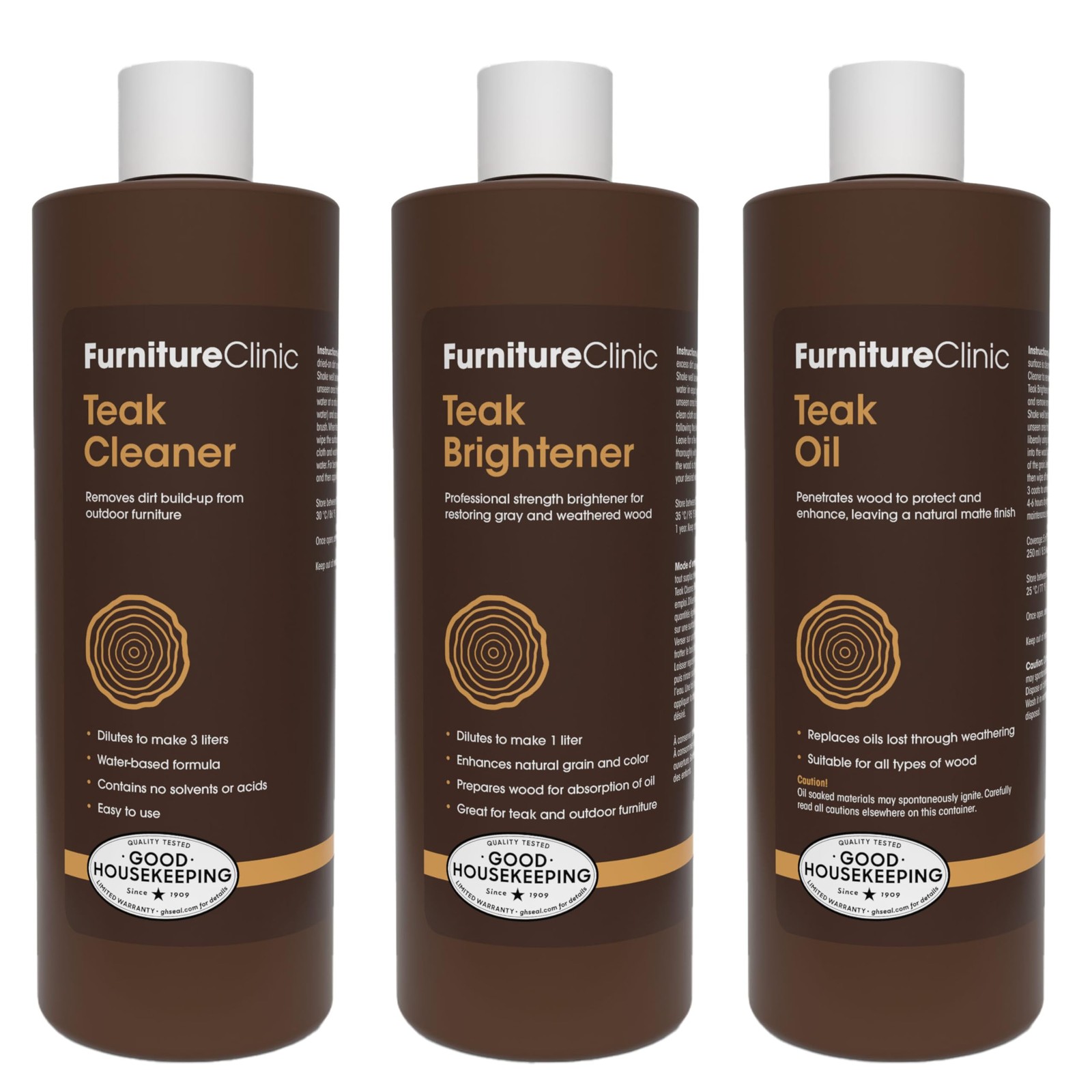Furniture Clinic Teak Care Kit | For Teak Outdoor Wood Patio Furniture | Clea…