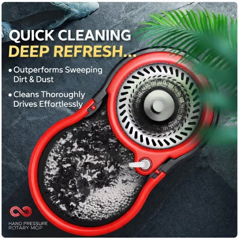 Spin Mop and Bucket with Wringer Set, 360° Spinning Mop System 3 Mop Refill