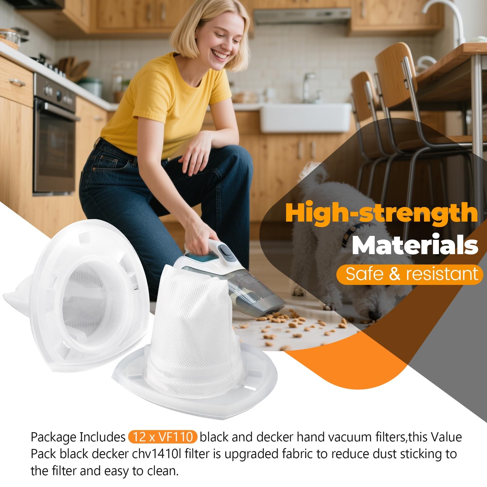 12 Pack VF110 for Black and Decker Hand Vacuum Filter by – Replaces CHV1410L …