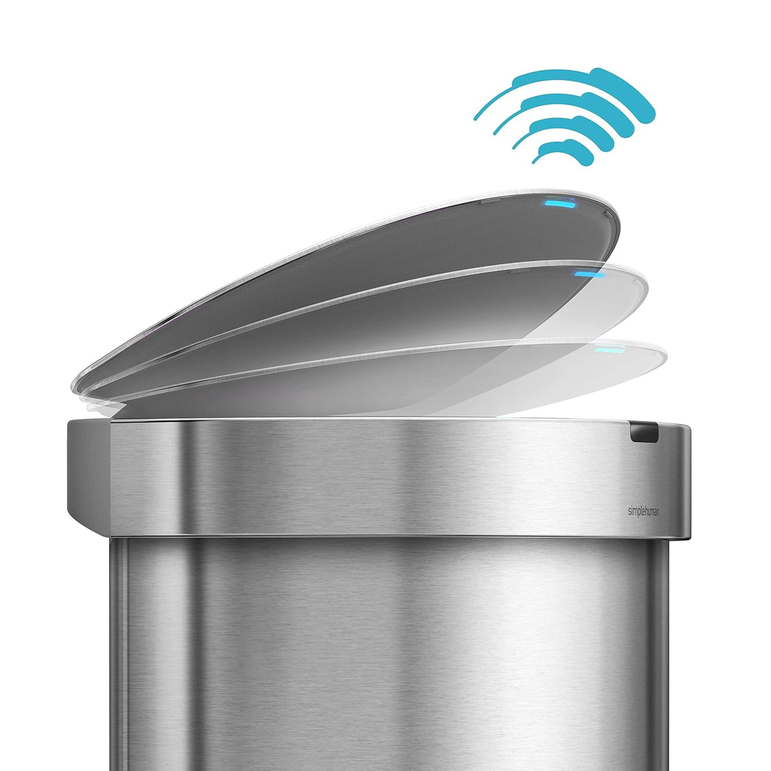 Simplehuman 45 Liter / 12 Gallon Semi-Round Automatic Sensor Trash Can, Brushed