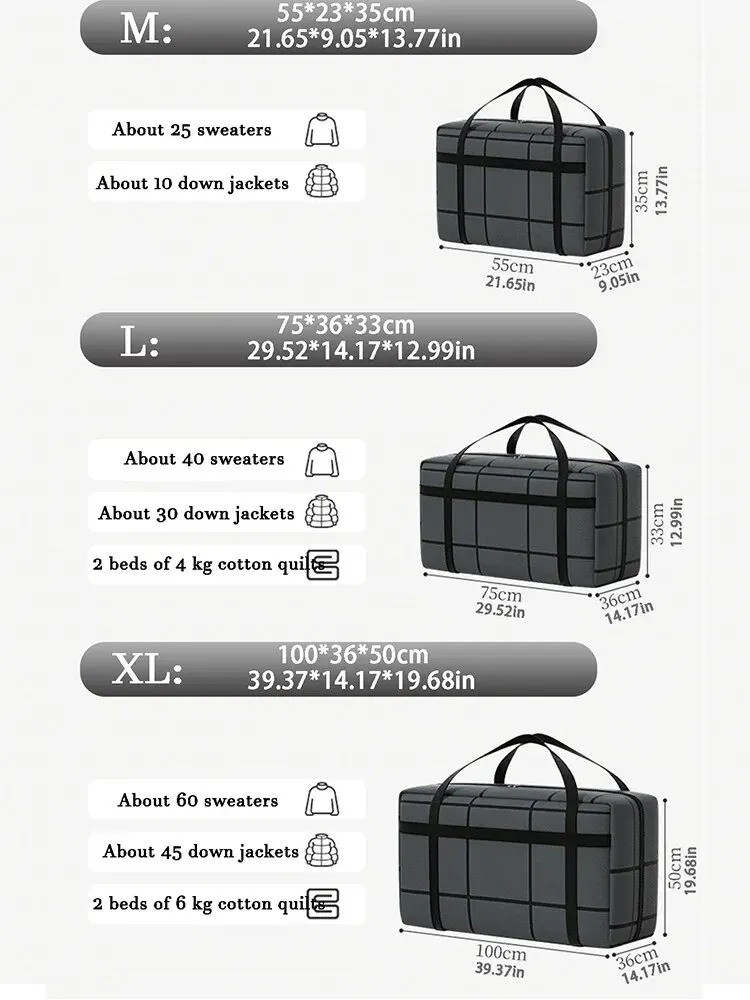 Large Capacity Storage Bag Foldable Oxford Cloth Moving Bag with Zipper