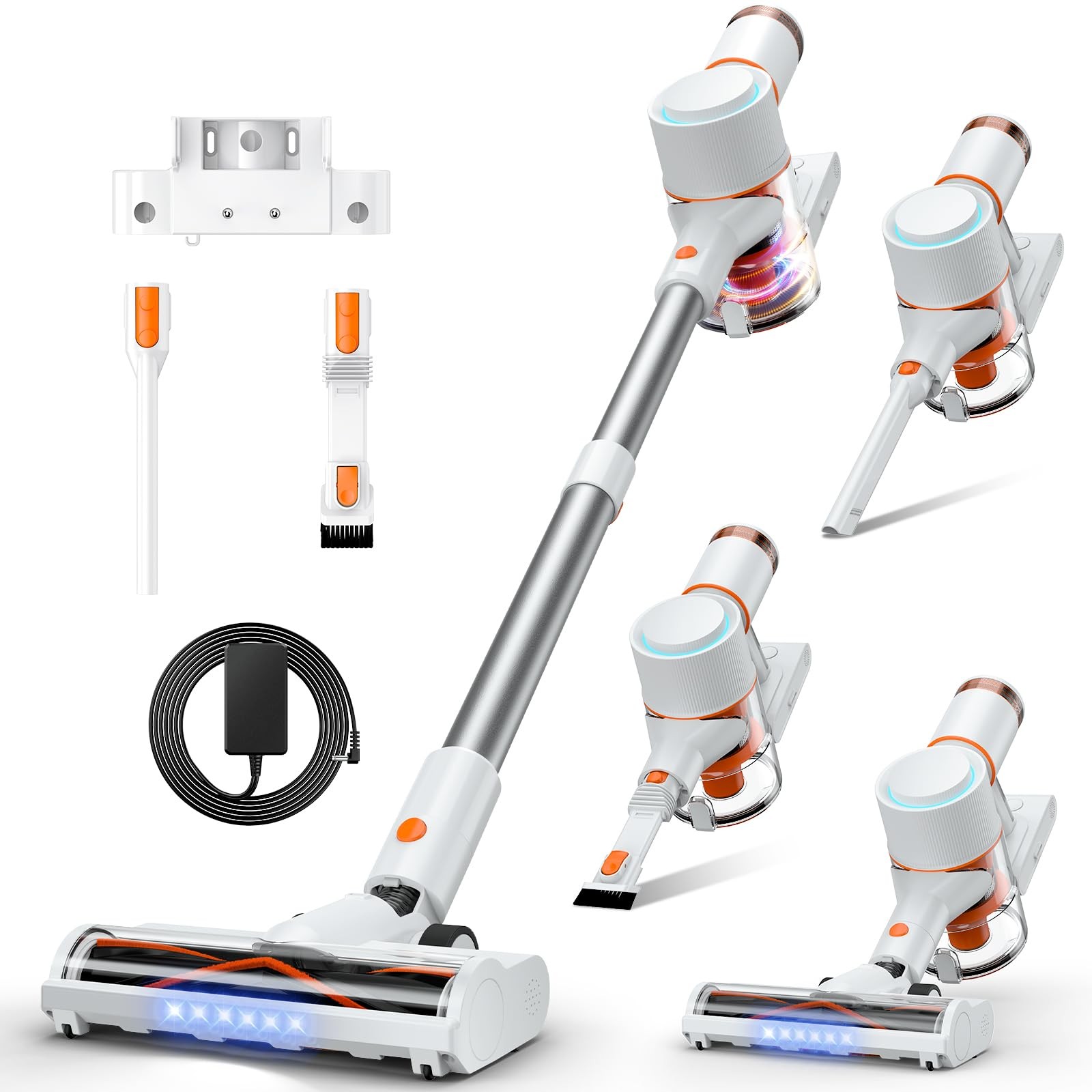 Cordless Vacuum Cleaner, Stick Vac with LED Touch Screen, 45KPA Powerful