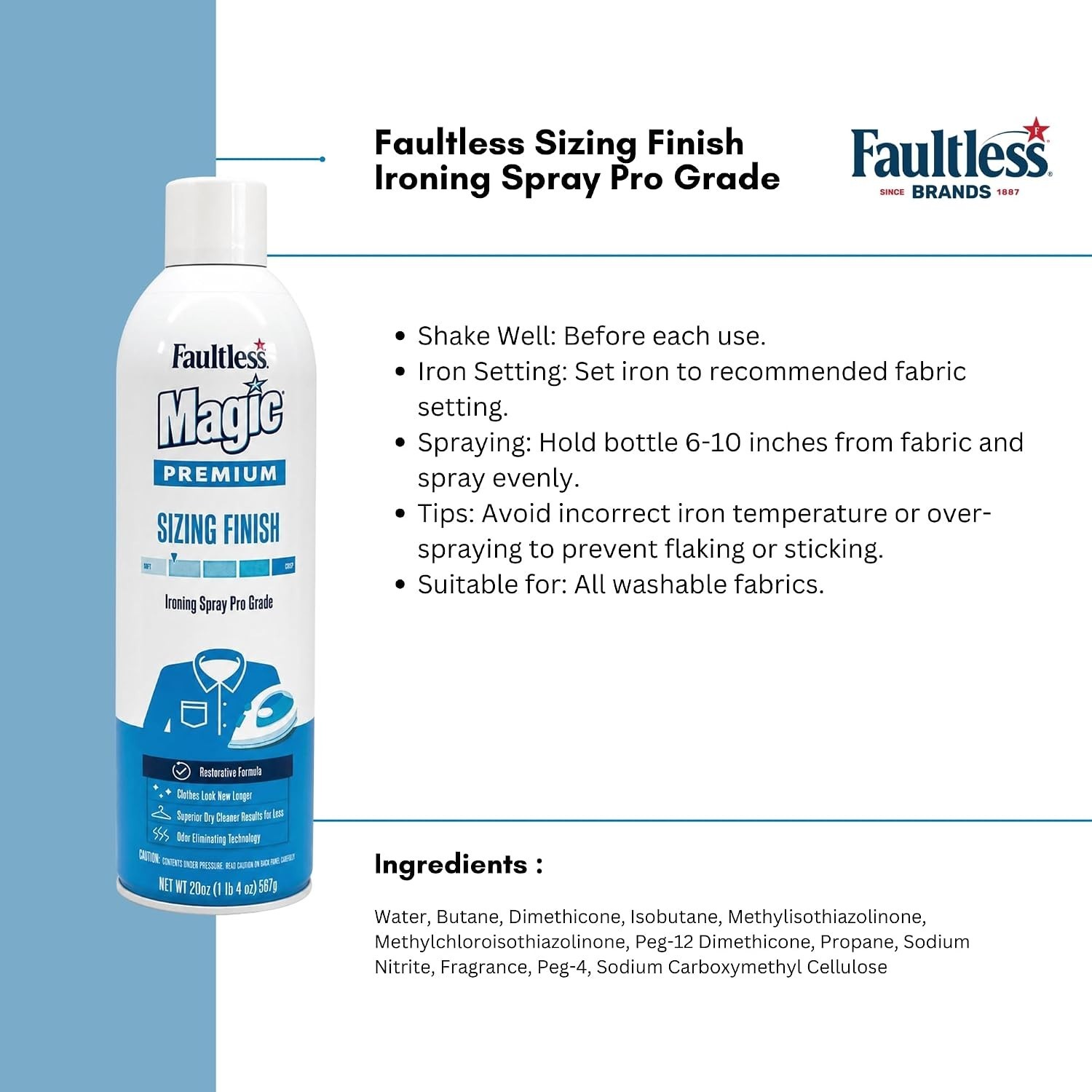 Faultless Starch 00502 Magic Sizing Fabric Finish, 20 oz, 20 Fl Oz