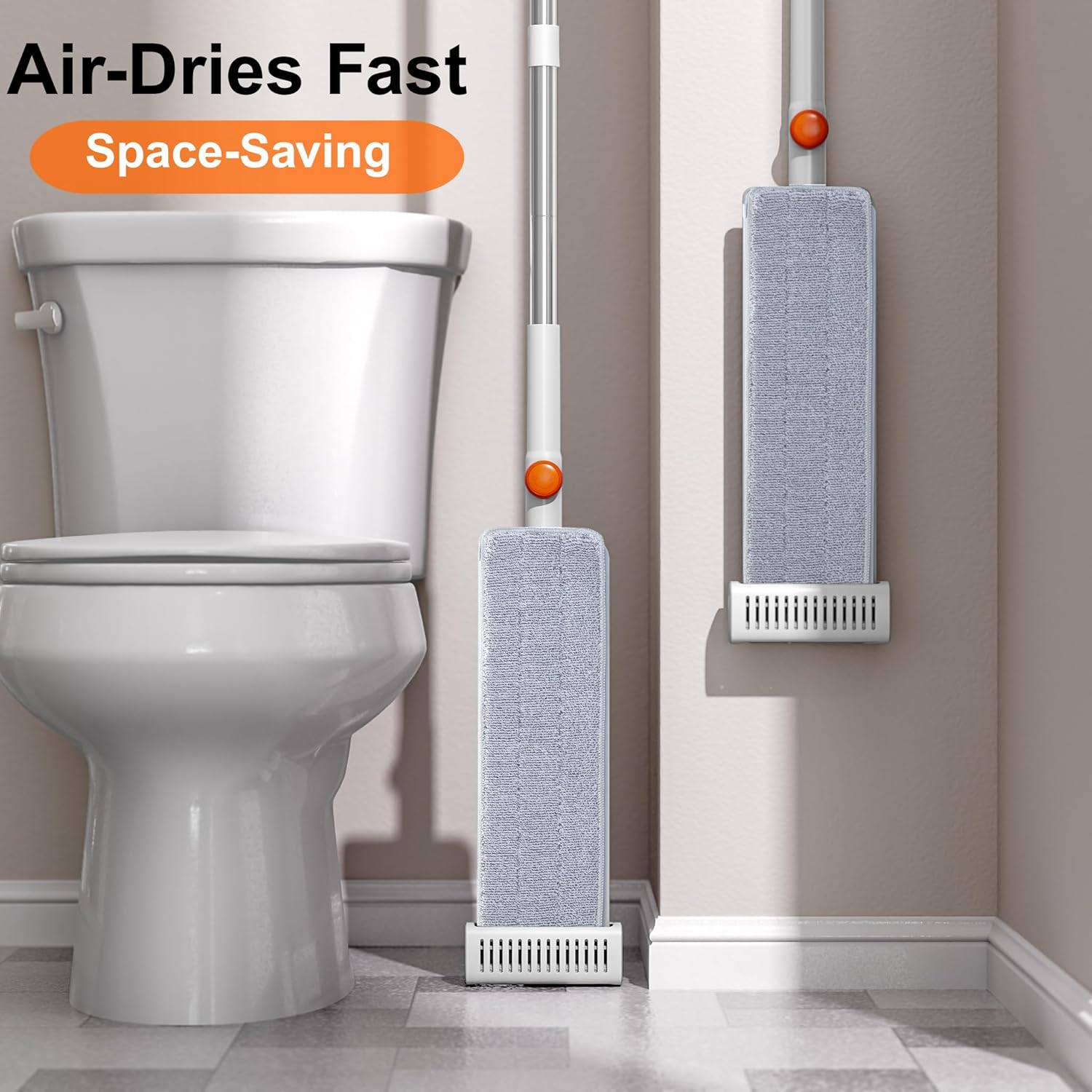 Self Wringing Flat Mop 360 Spin Head Microfiber Floor Cleaner 4 Pads No Bucket
