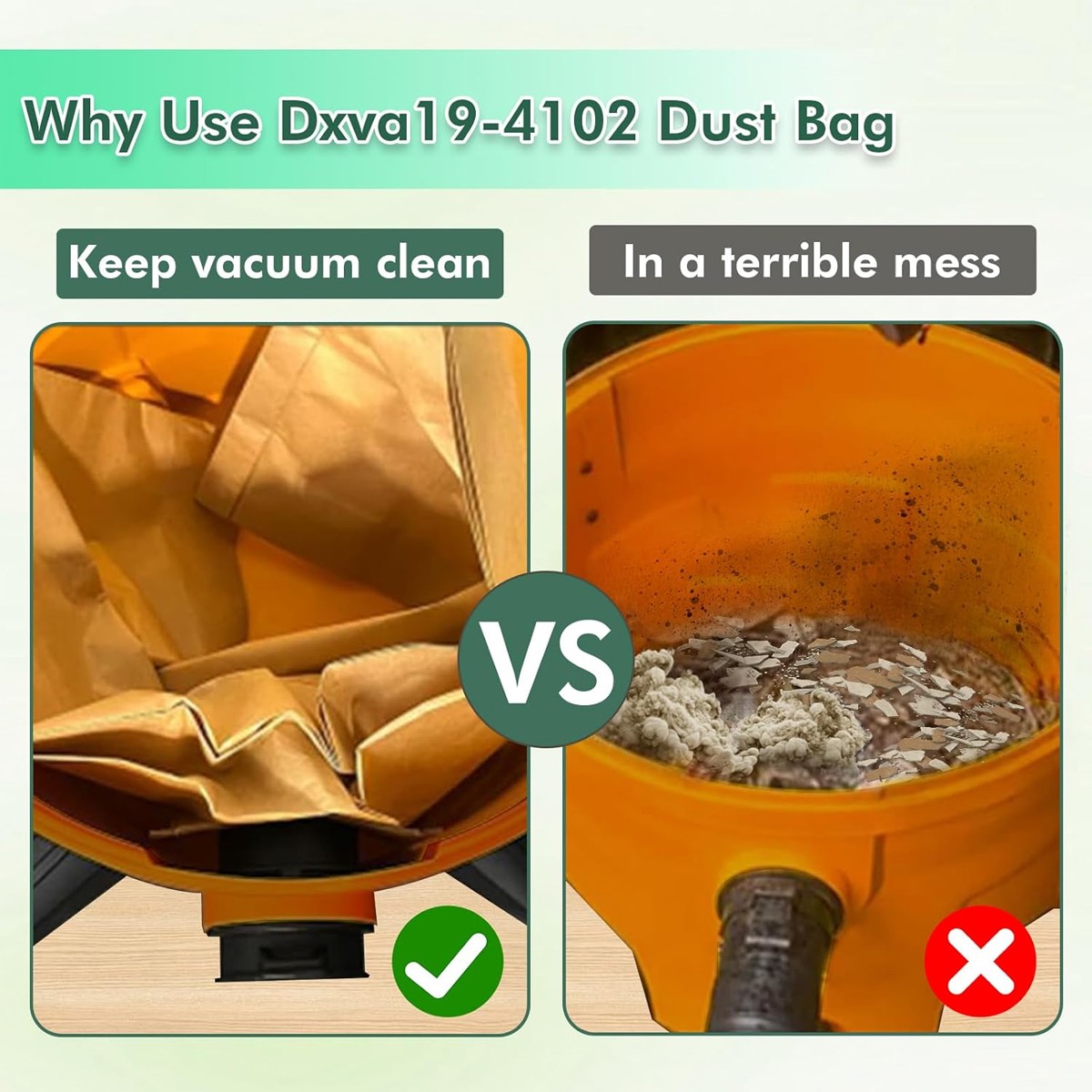 3-15 Pack DXVA19-4102 Shop Vac Bags for DEWALT 12-16 Gallon Wet/Dry Vacuum