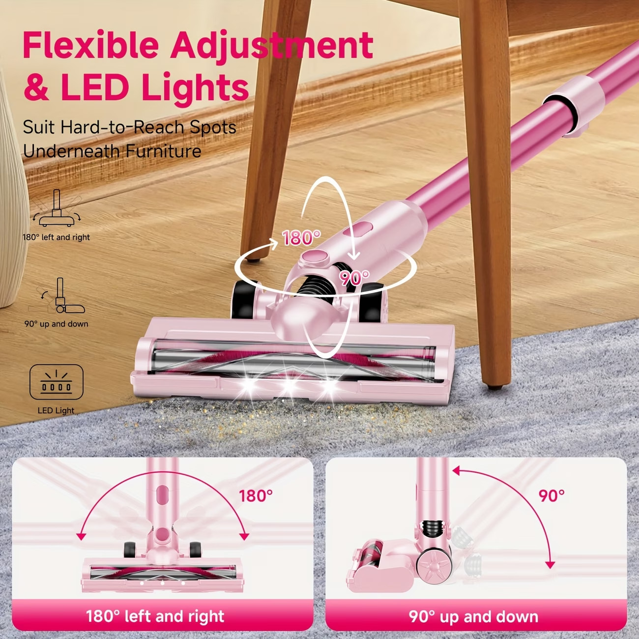 8-in-1 50Kpa Cordless Vacuum Cleaner Home Office 1.5L Powerful Stick Lightweight