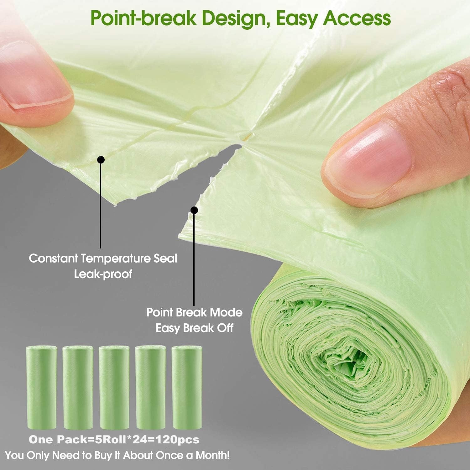 120 Counts Mini Garbage Bags, 1.2 Gallon Small Compostable Trash Bags, Sm