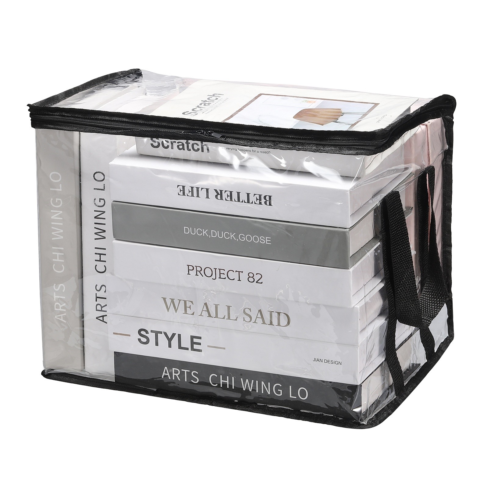 23.6″x9.4″x11.8″ Black Clear Storage Bags Plastic Storage Bags with Zipper