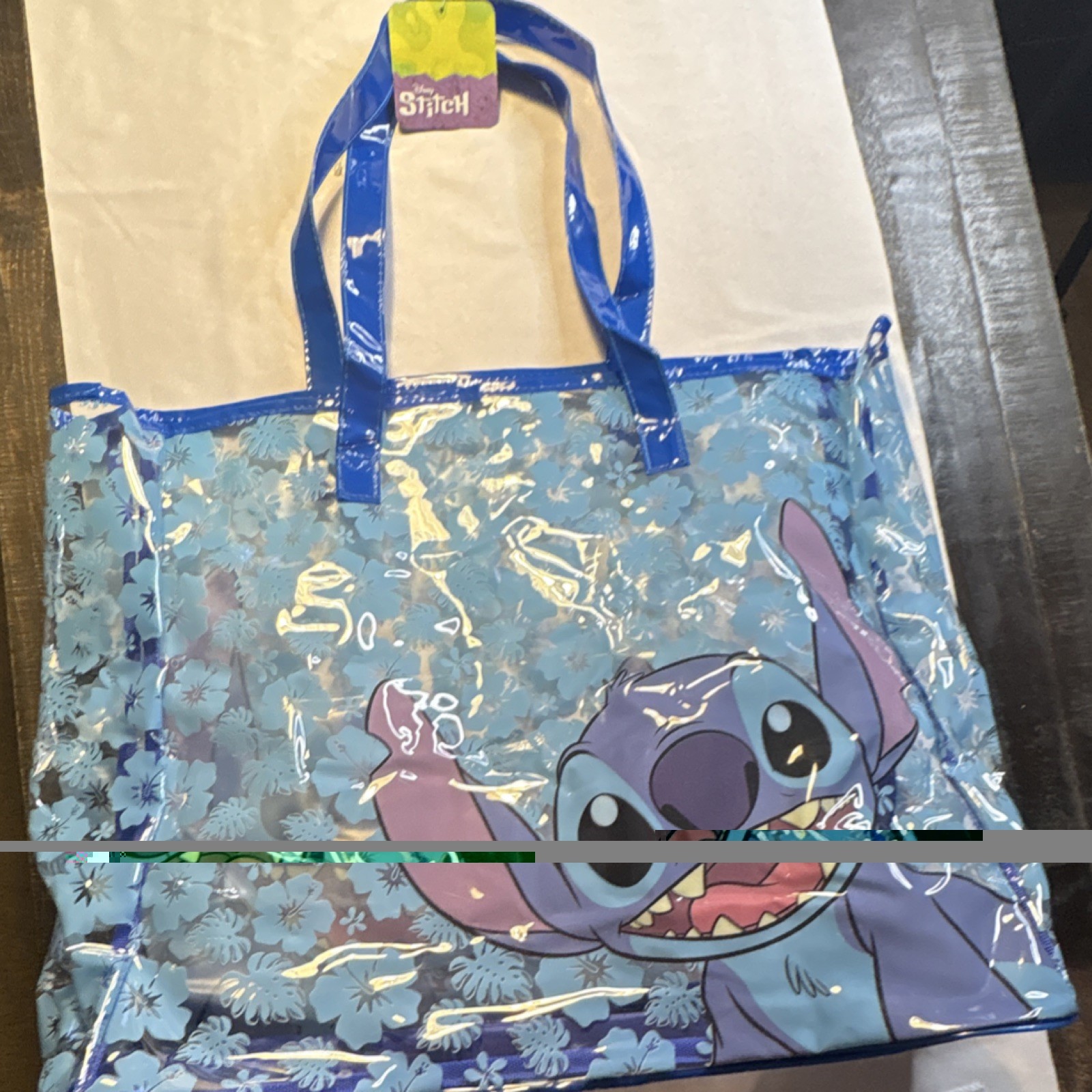 Disney Stitch Foldable Blue Plastic Reusable Shopping Bag Pop Art Tote