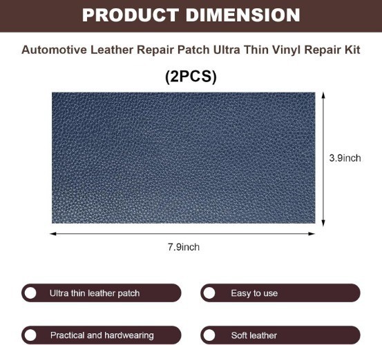 2 PCS Leather Repair Patch Tape, 4 x Inch PU Vinyl Repair P Color: Navy Blue