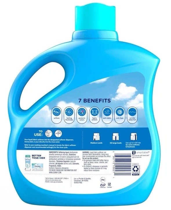 Downy 2-in-1 Liquid Fabric Softener Clean Breeze, 111 fl oz, 150 Loads Softness