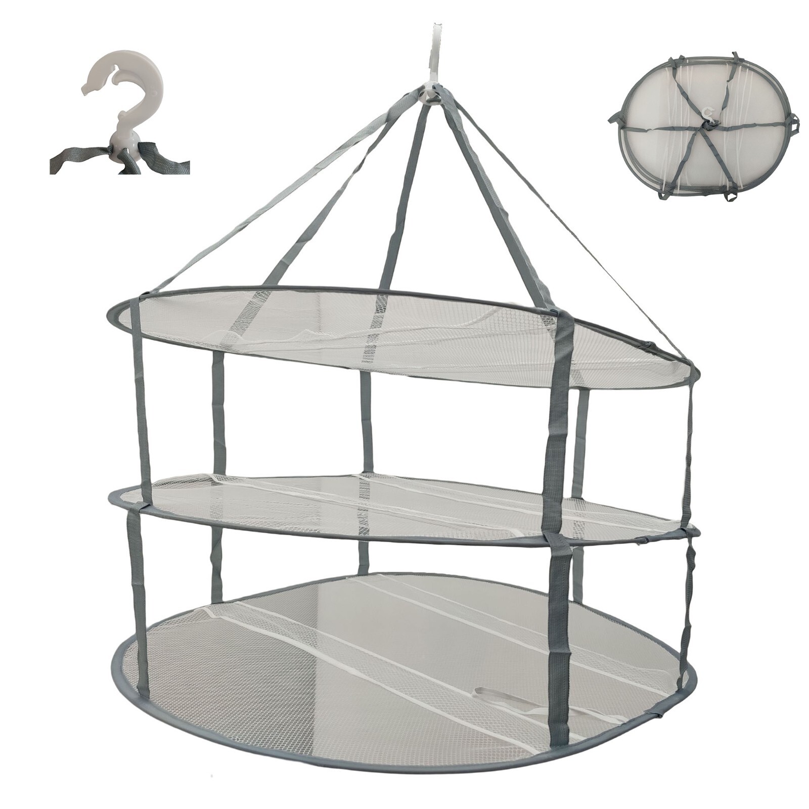 3 Tier Folded Mesh Clothes Hanging Dryer Sweater Drying Rack Underwear Drier