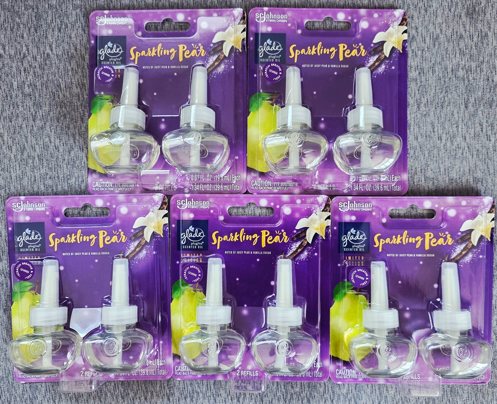 10 Glade Plug Ins Sparkling Pear Scented Oil Refills Air Limited Edition