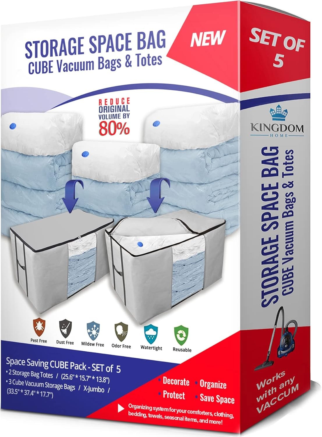 Cube Vacuum Storage Bags, Space Saver Bags, Premium Totes with Cubic Vacuum