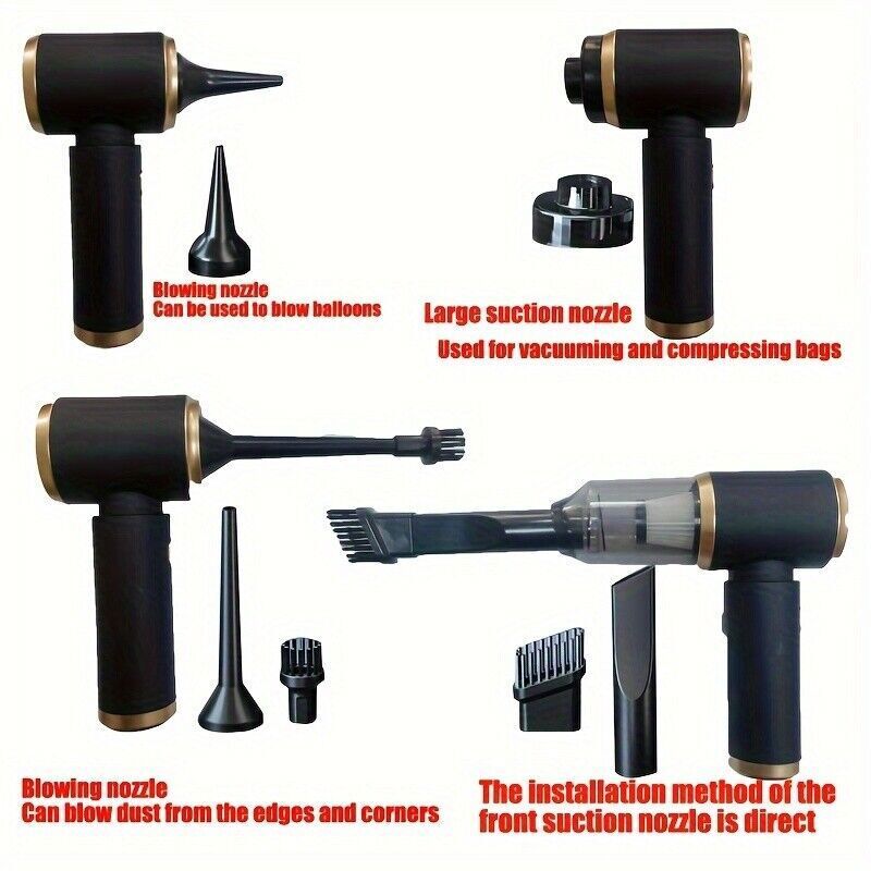 Upgrade Mini Car Vacuum Cleaner Air Blower Wireless Handheld Rechargeable 2024