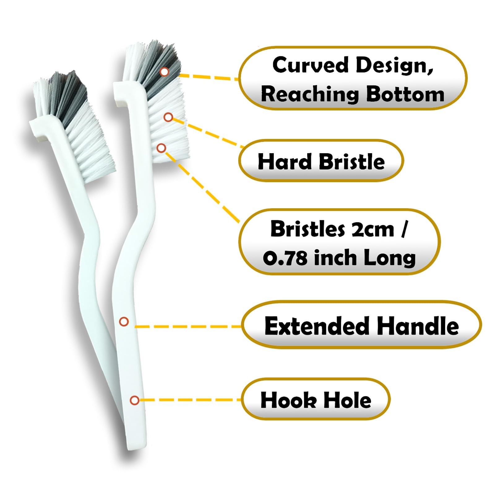 Crevice Cleaning Brush Set, Multi-Purpose Hard Bristle Brushes for Deep Clean…