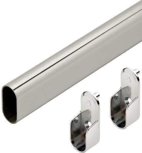 4-Case Pack Premium Oval Welded Steel Wardrobe Closet Rods with End Supports