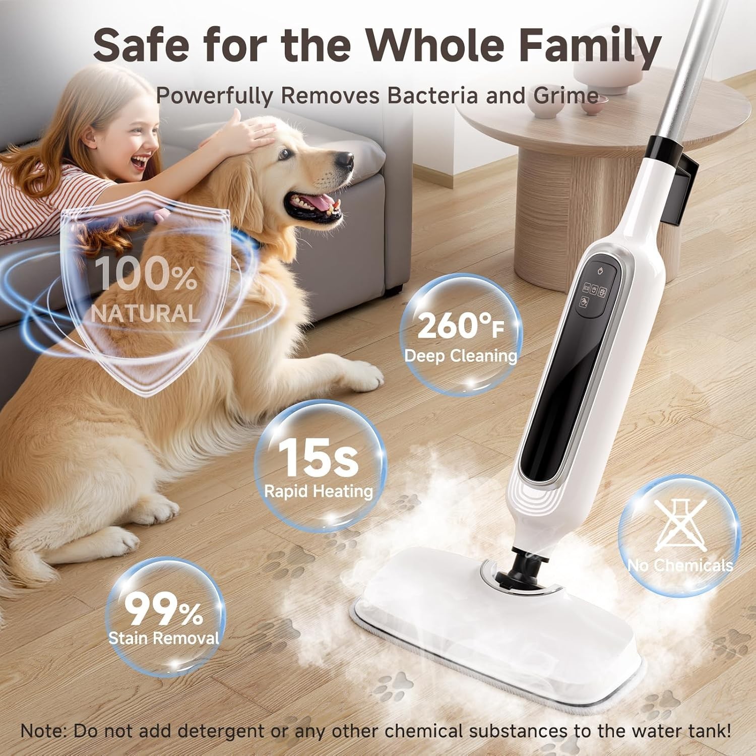 12-in-1 Steam Mop, Detachable Handheld Steam Cleaner for Home, 23FT Cord, 3 S…