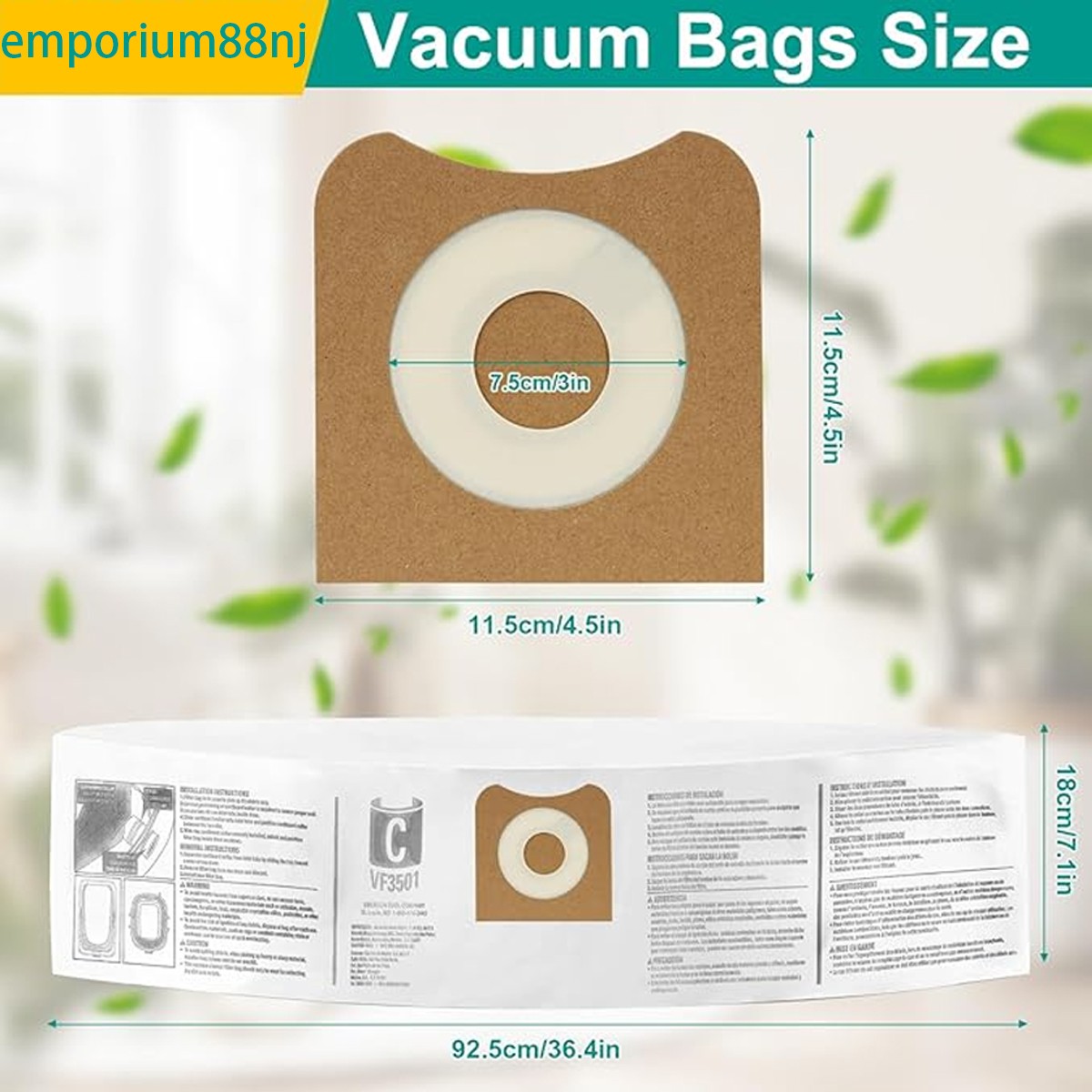 VF3501 Replacement for Rigid Shop Vac Bags 3-4.5 Gallon Wet/Dry Vacuums Size C