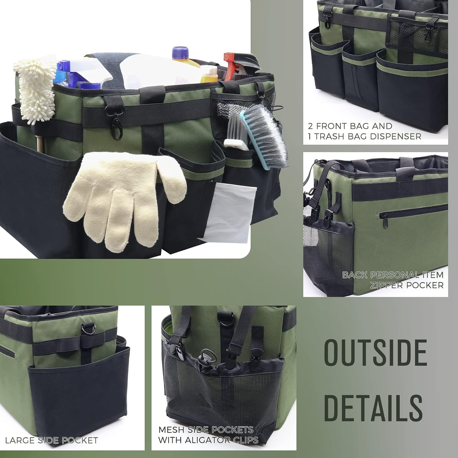 Wearable Cleaning Caddy Organizer with Handle & Shoulder Straps for Housekeep…