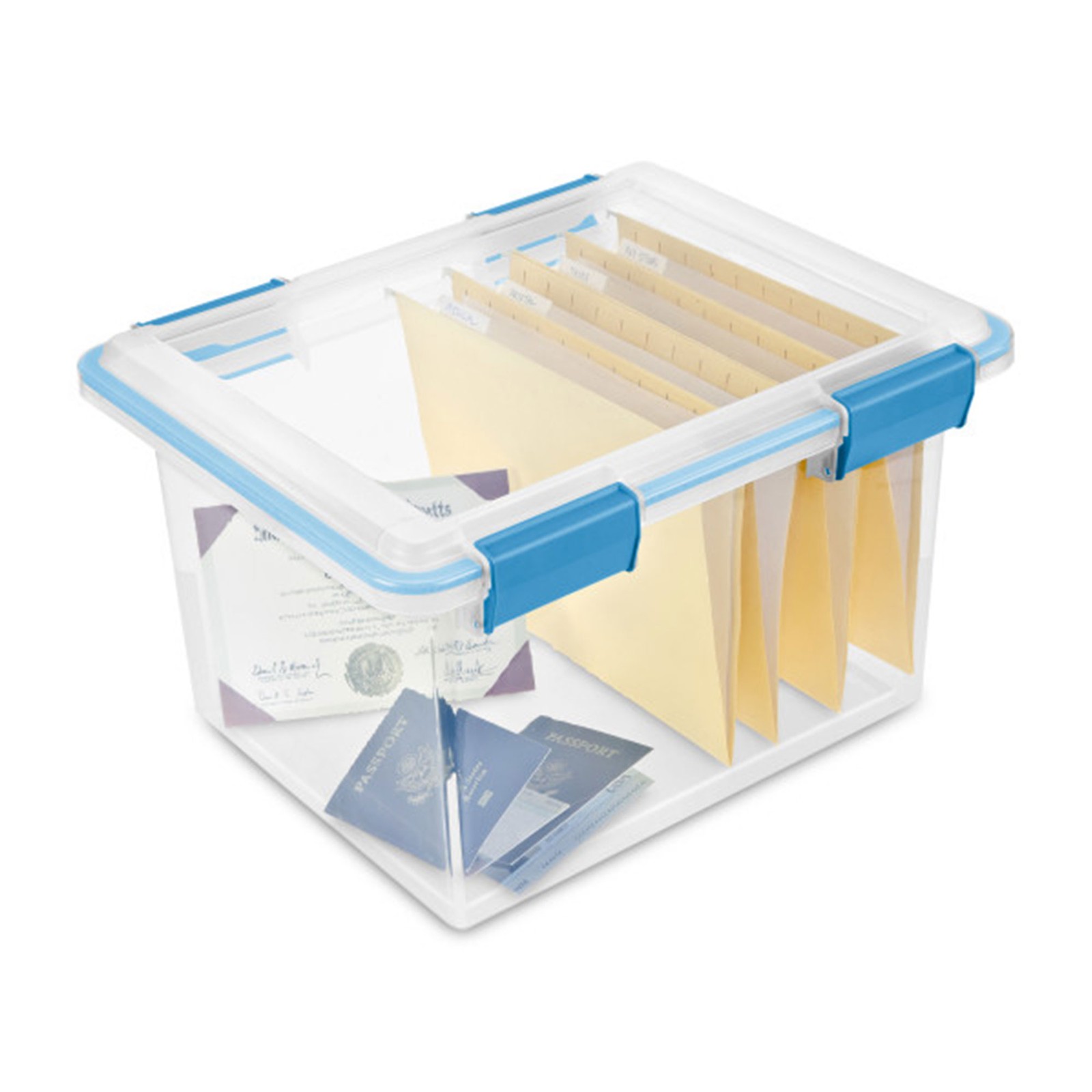 Sterilite Large 32 Qt Home Storage Container Tote with Latching Lids, (4 Pack)