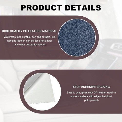 2 PCS Leather Repair Patch Tape, 4 x Inch PU Vinyl Repair P Color: Navy Blue