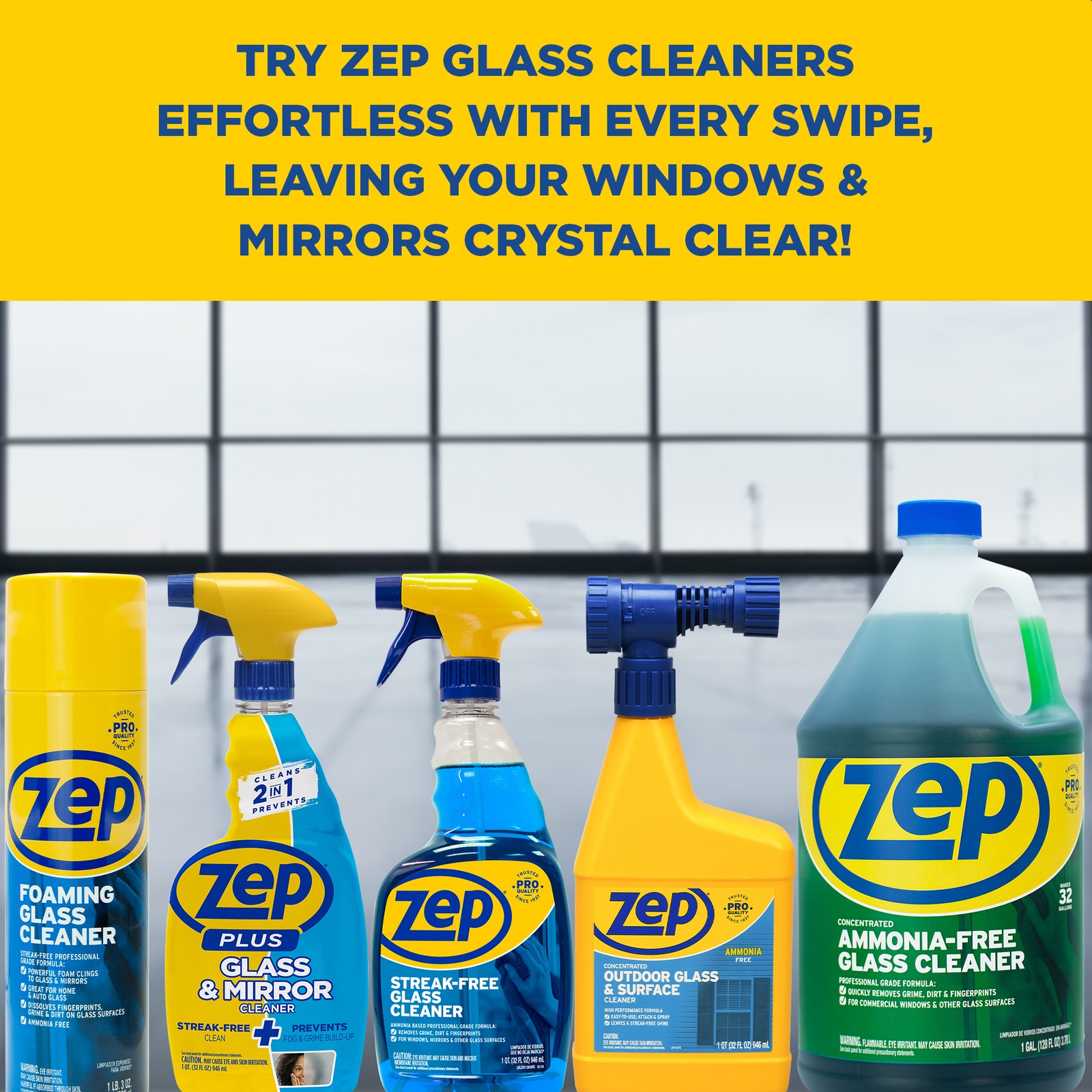 Zep Foaming Glass Cleaner – 19 oz (Case of 12) ZUFGC19