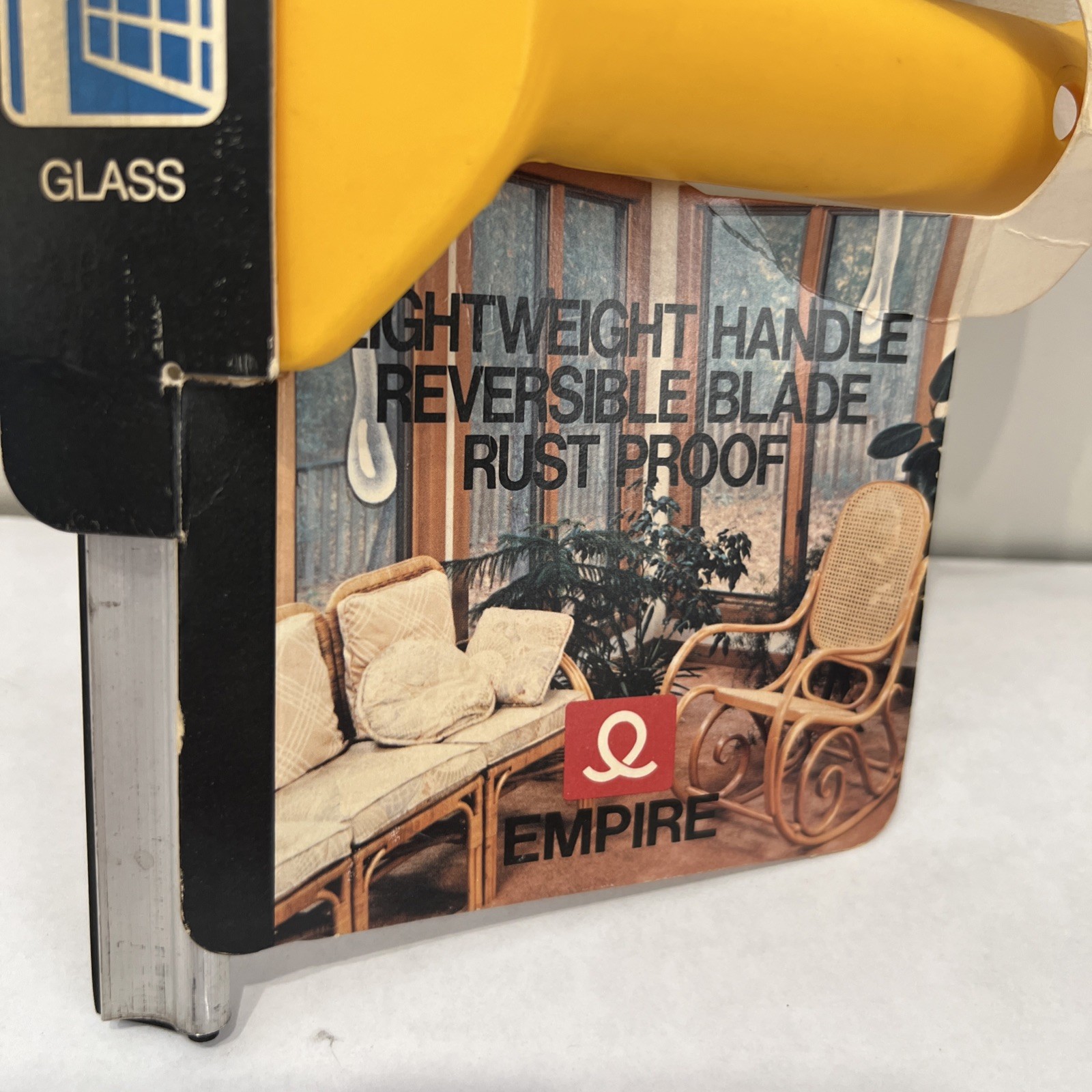 Vintage EMPIRE Window Squeegee 10″ CHANNEL RUBBER ALUMINUM PLASTIC HANDLE 4″