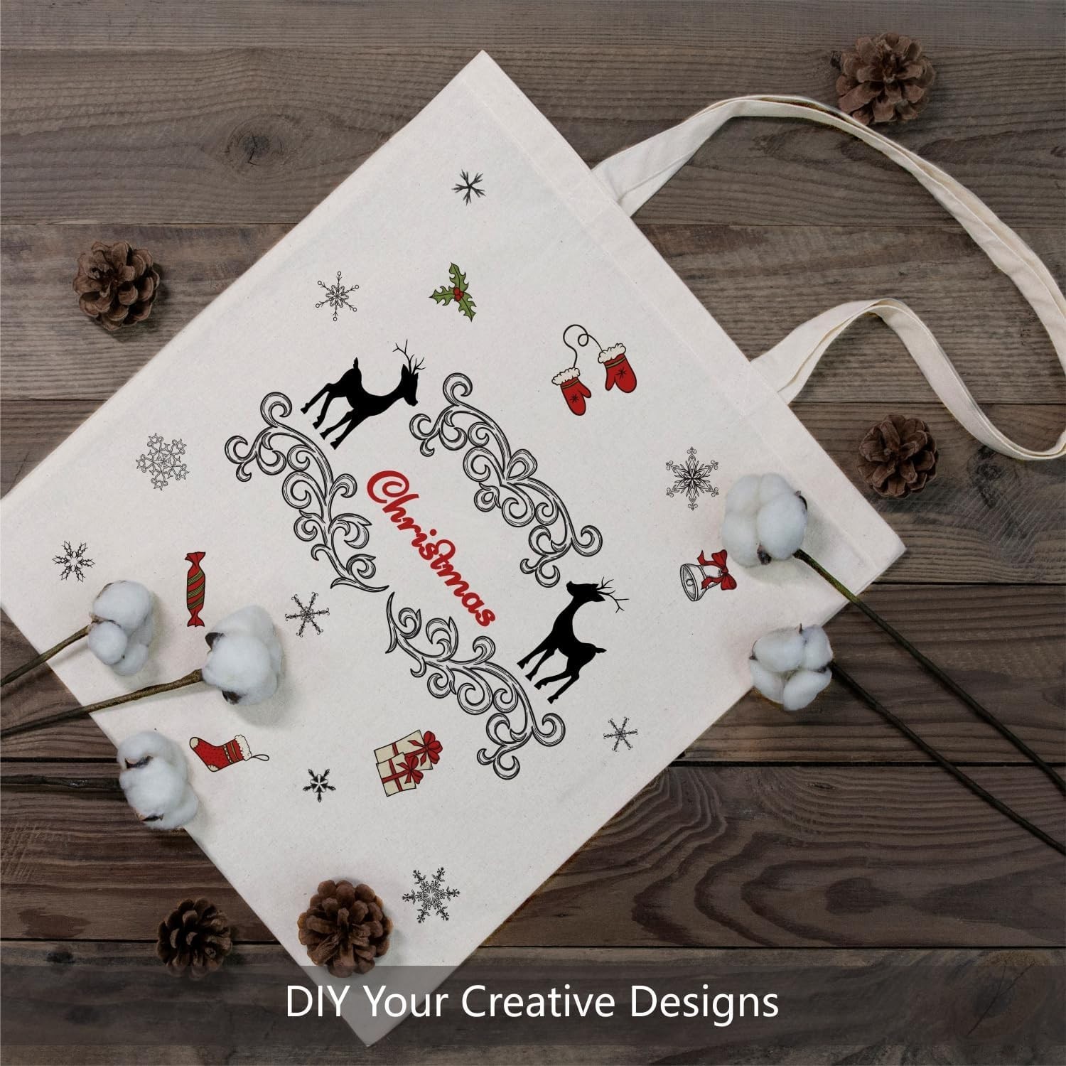 Reinforced Handle Cotton Tote Bags for Grocery, Gifts, and Promotions – 3-Pack