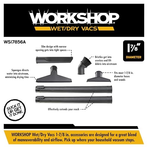 WORKSHOP 6-Piece 1-7/8″ Wet/Dry Shop Vacuum Attachment Kit WS17856A
