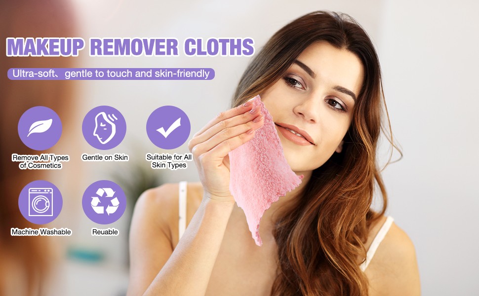 28 Pack Makeup Remover Cloths, Super Soft Premium Coral Velvet Facial Cleansing