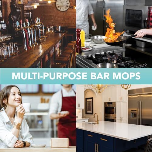 12-Pack Bar Mop Towels 100% Cotton Super Absorbent for Kitchen & Restaurant Use