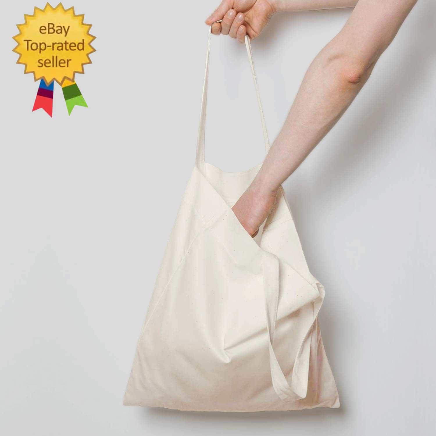 25 Pack 15” X 16” Natural Cotton Tote Bags, Lightweight Blank Bulk Cloth Bags