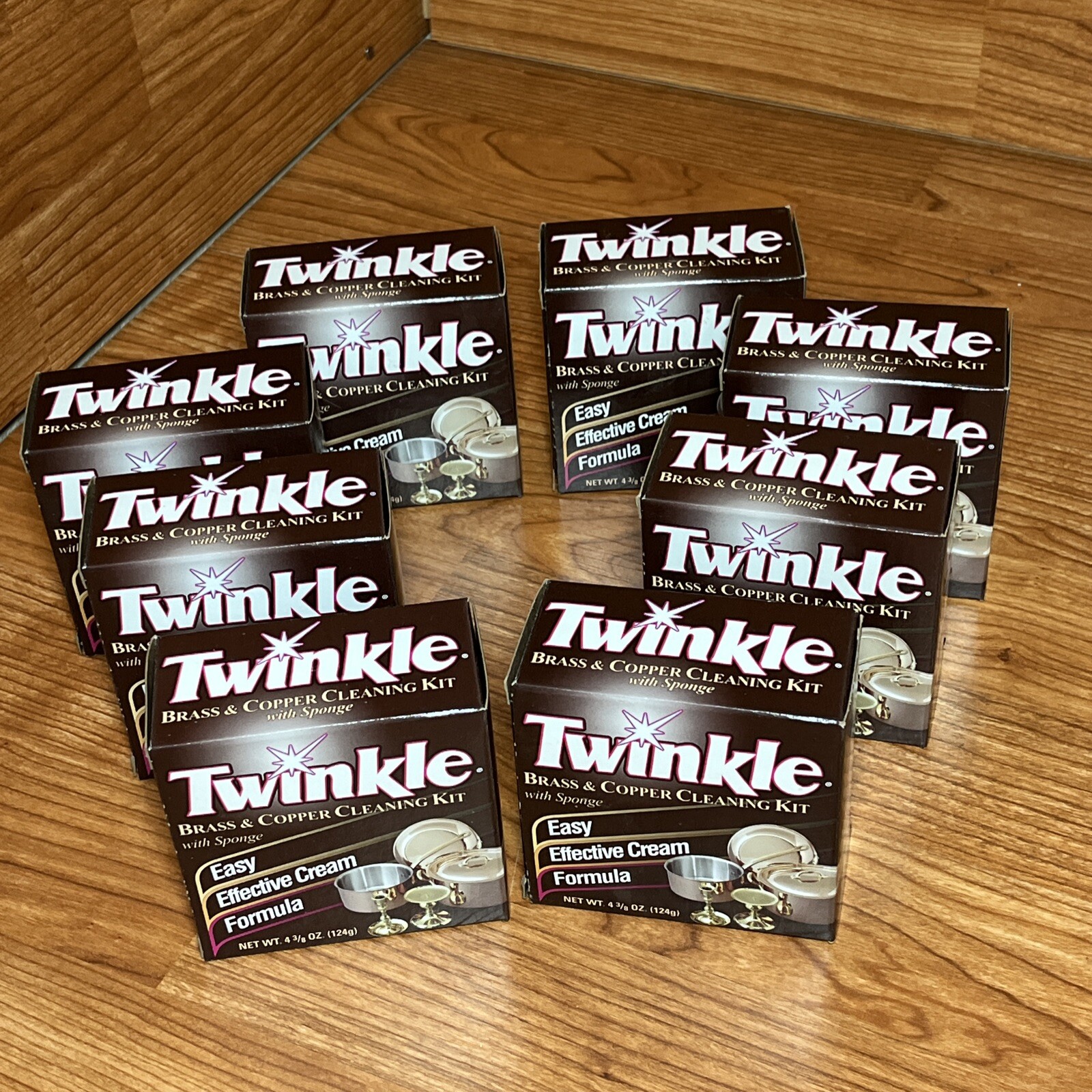 Malco Twinkle Brass and Copper Cleaning Kit 4.38 oz Polish Cream Sponge, 8 Pack