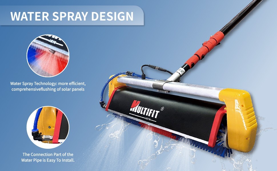 Solar Panel Cleaner 24ft Water Fed Rod 420rpm Forward/Reverse Roller Brush