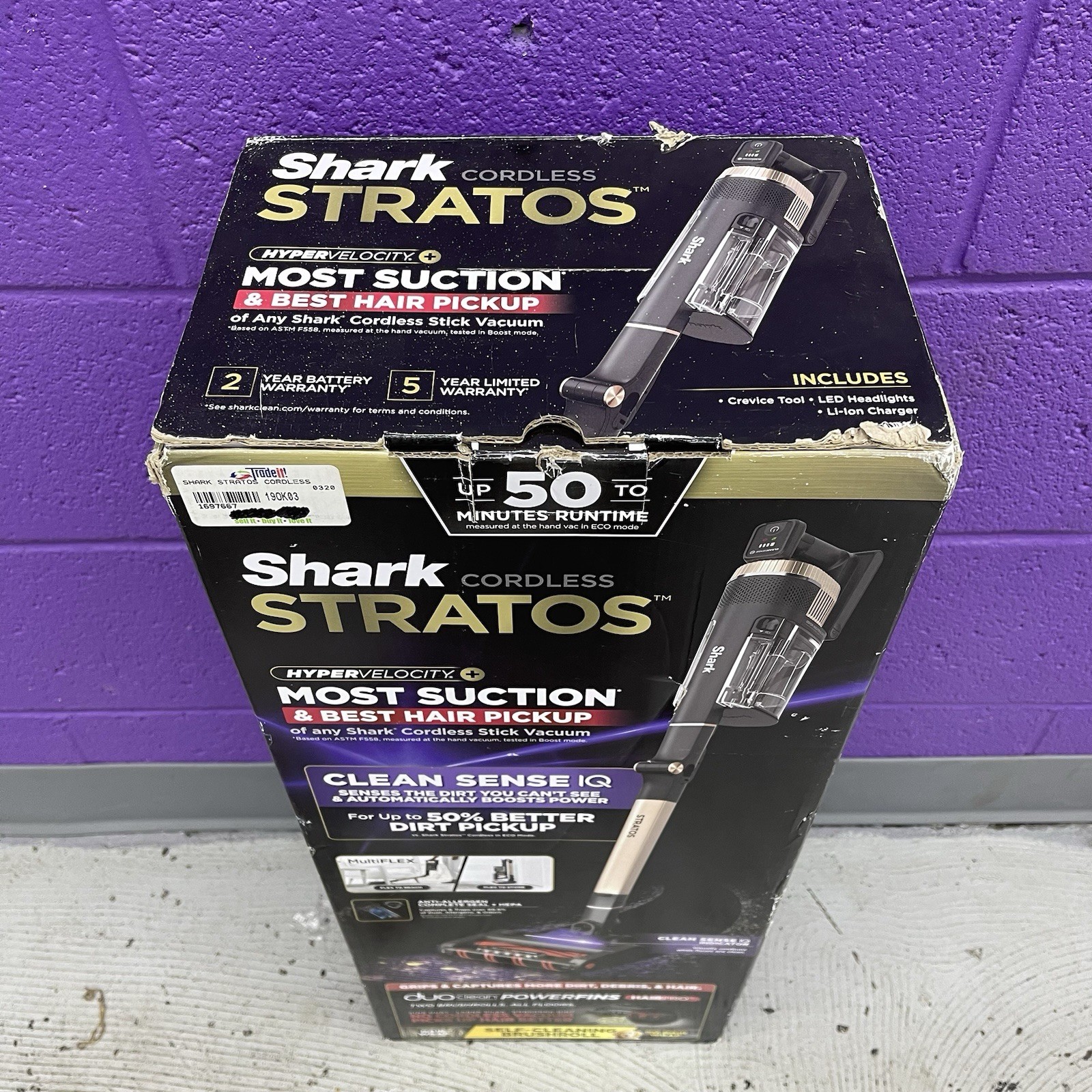 Shark Stratos Cordless Stick Vacuum Clean Sense IQ DuoClean PowerFins IZ840H