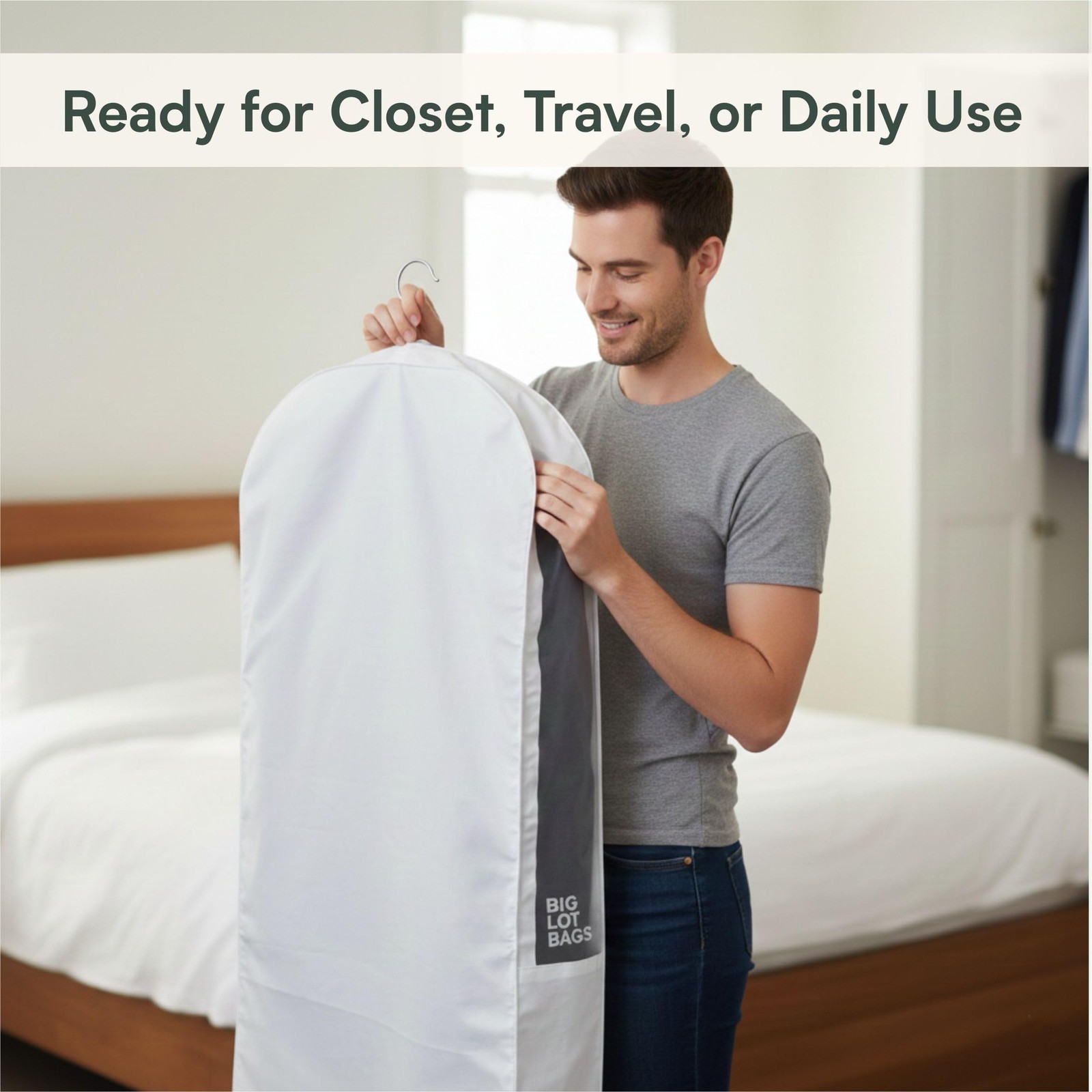 Premium Garment Bag for Hanging Clothes – Breathable Cotton Suit Bag for Clos…