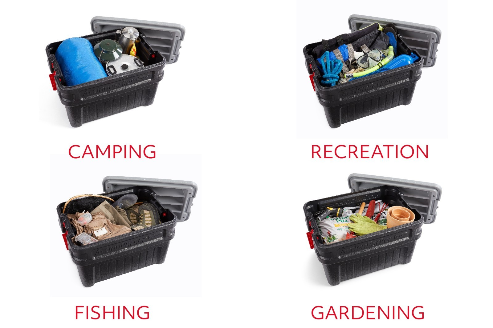 Rubbermaid 24 Gallon Action Packer Storage Bin Heavy Duty Lockable Plastic Black