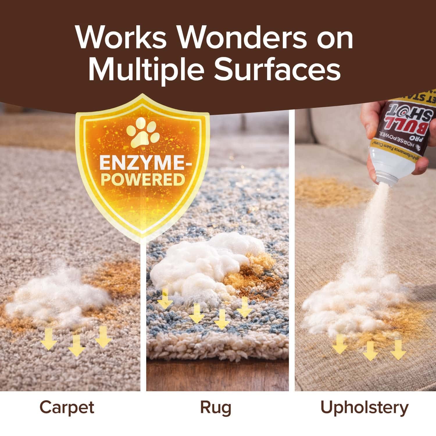 Bull Shot Pet Stains Remover, Foaming Carpet Spot Cleaner for Pet Accidents