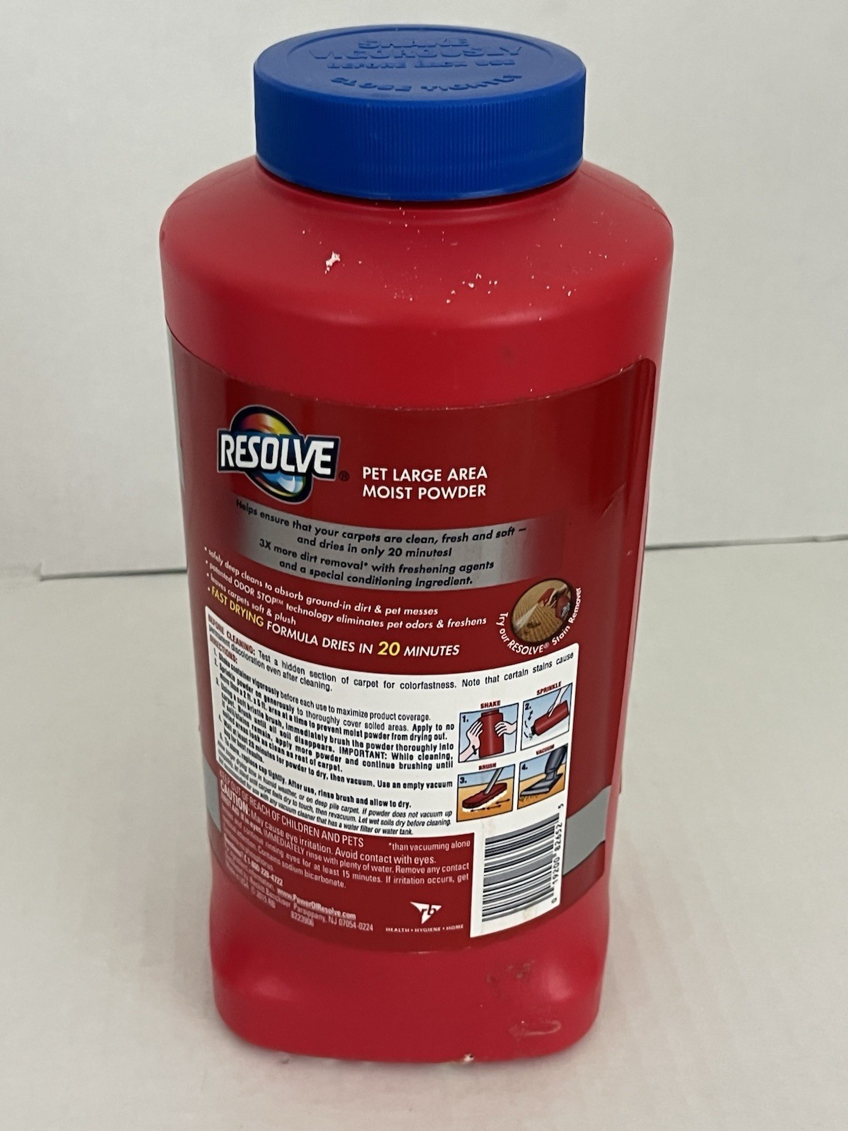 Resolve Pet Expert Large Area Moist Powder 18 oz / 518 g Open Pkg