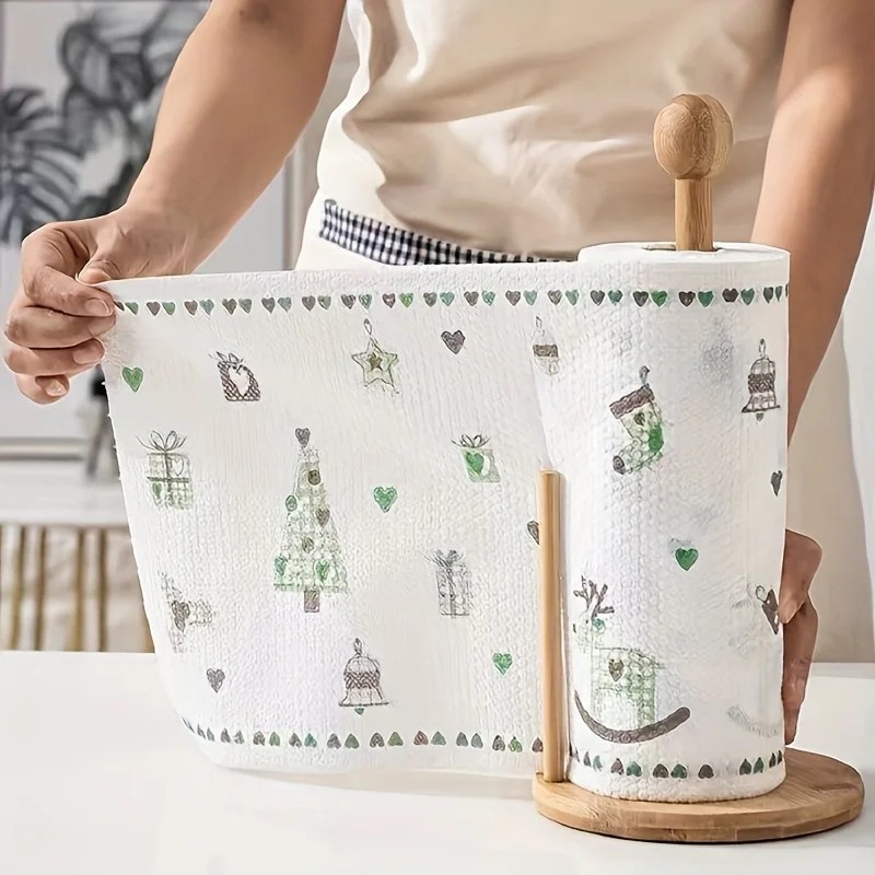 50 100Pcs/Roll Dishcloth Absorbent Thickened Kitchen Paper Dry Wet Use Non Greas